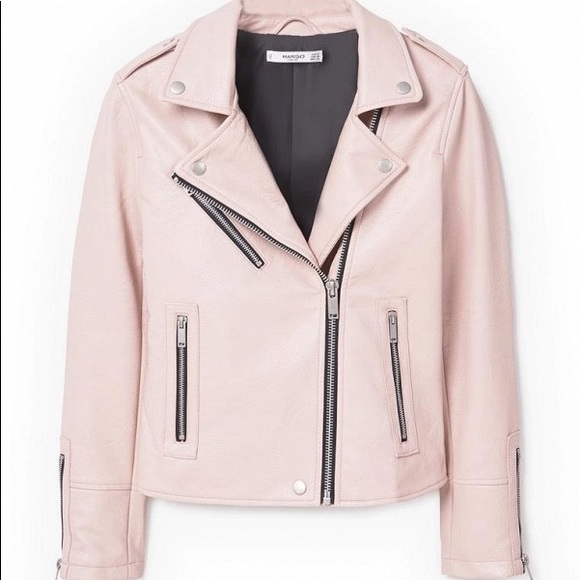 Mango Jackets & Blazers - MANGO Faux Leather Biker Jacket XS Bright Pink
